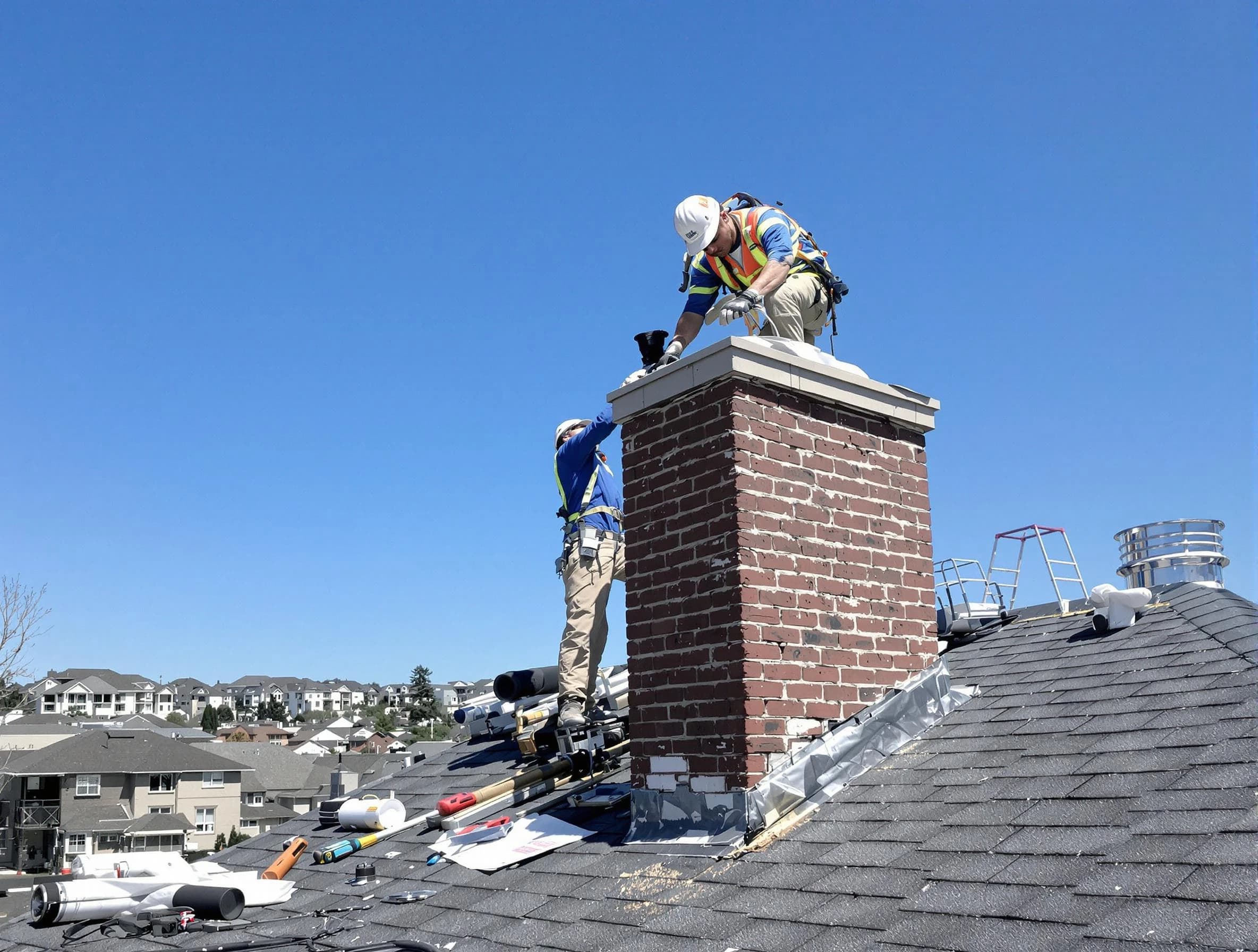 Evergreen Chimney Sweep repairing a chimney crown in Evergreen, CO