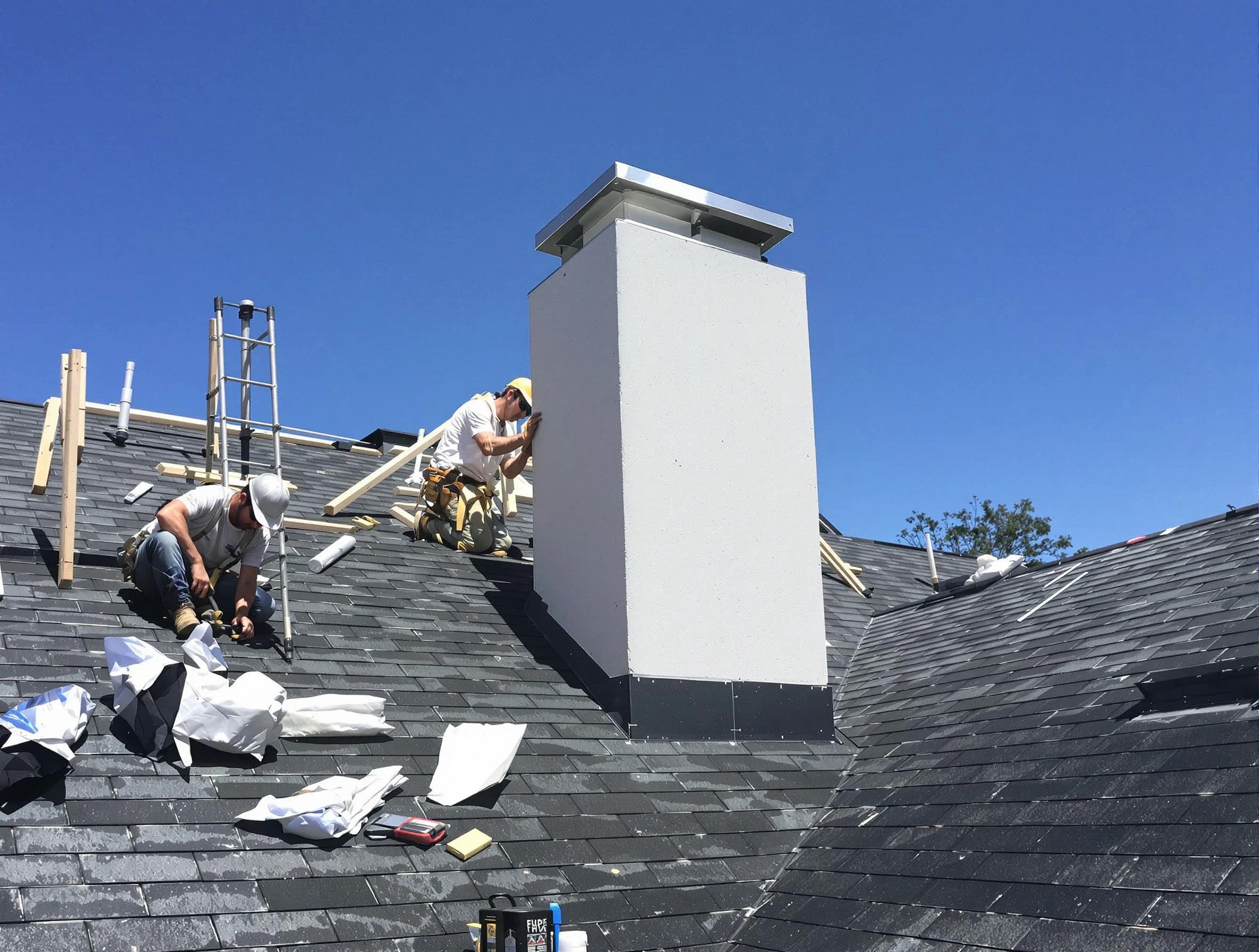 Evergreen Chimney Sweep crew installing a new chimney in Evergreen, CO