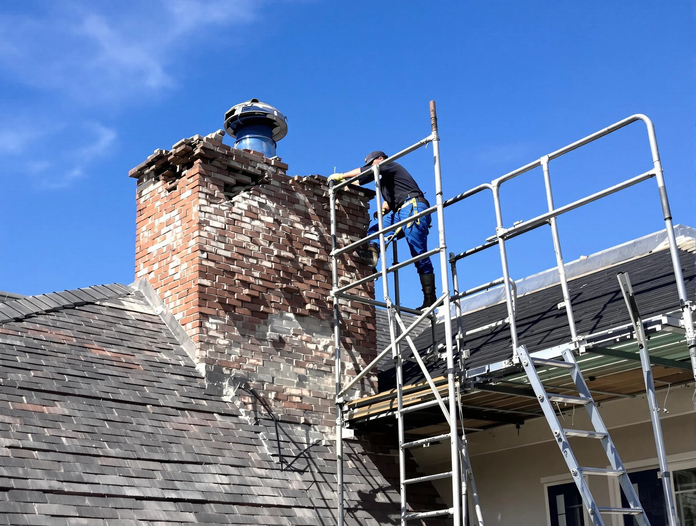 Rebuilding a chimney structure by Evergreen Chimney Sweep in Evergreen, CO