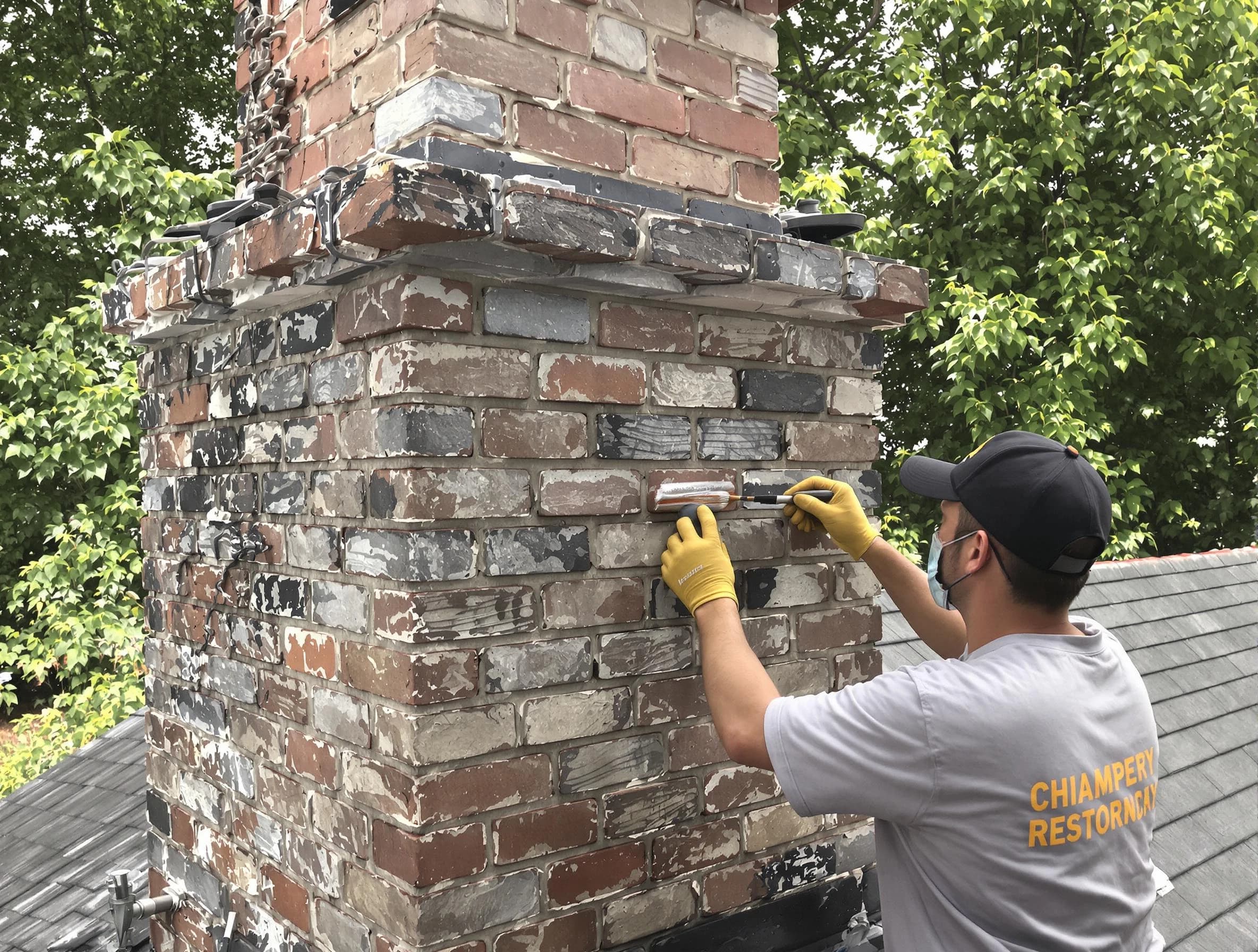 In-progress chimney restoration by Evergreen Chimney Sweep in Evergreen, CO