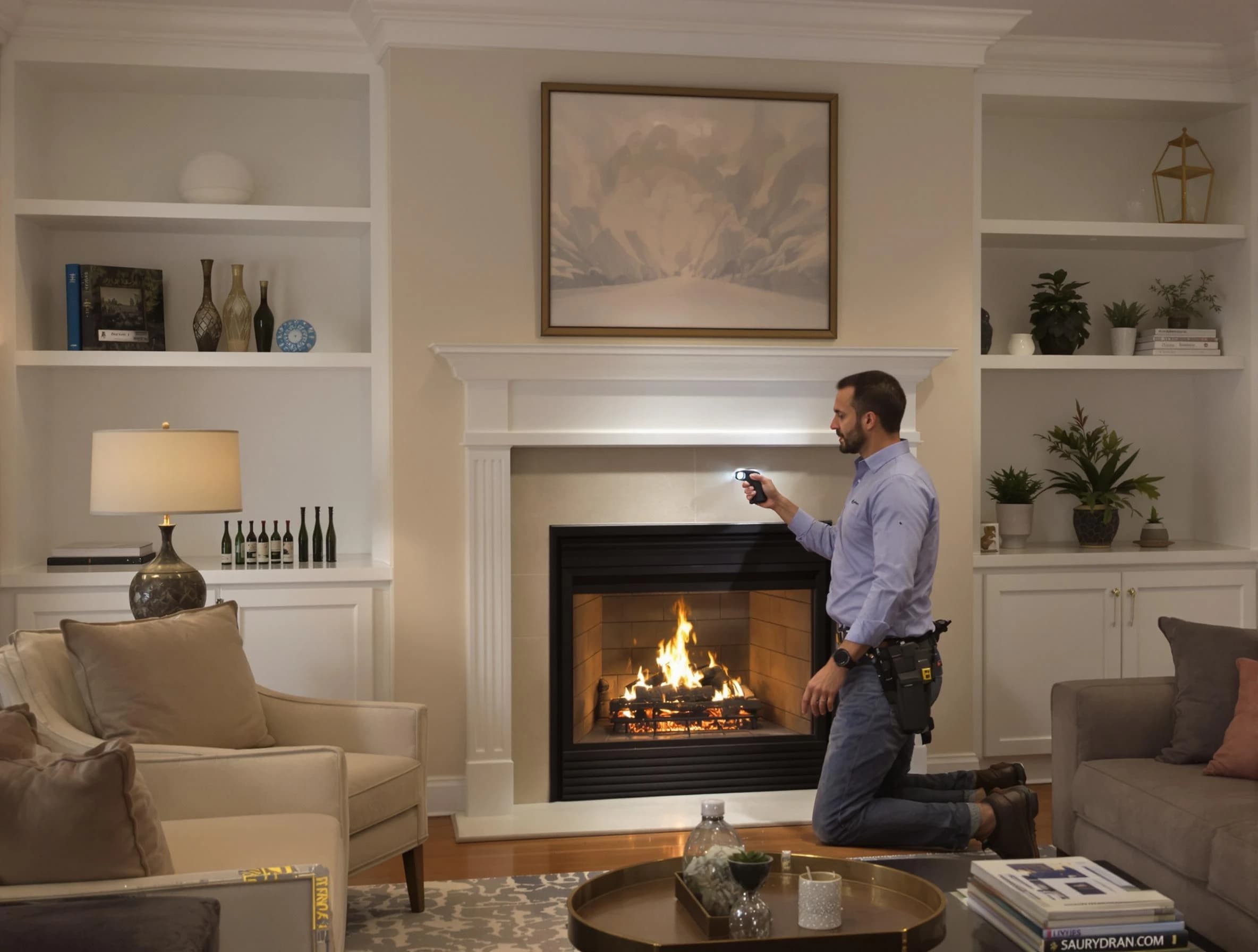 Evergreen Chimney Sweep conducting a fireplace safety inspection in Evergreen, CO