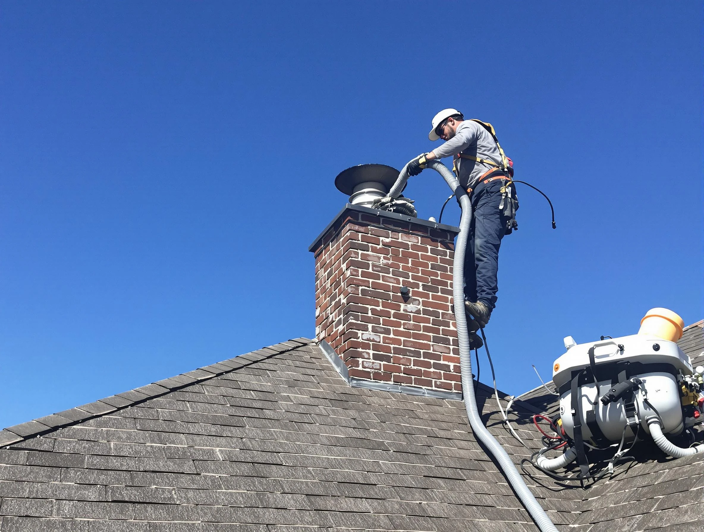 Dedicated Evergreen Chimney Sweep team member cleaning a chimney in Evergreen, CO