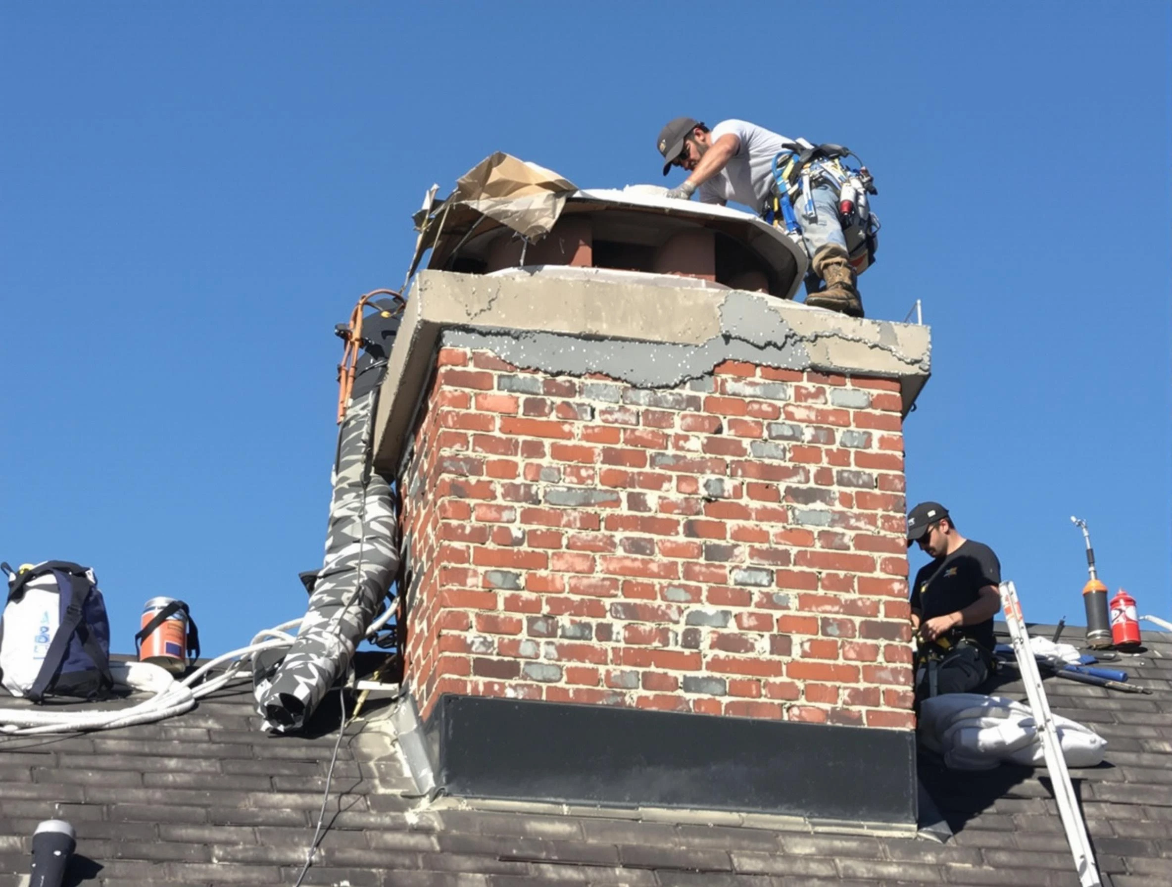 Evergreen Chimney Sweep installing a custom chimney crown in Evergreen, CO
