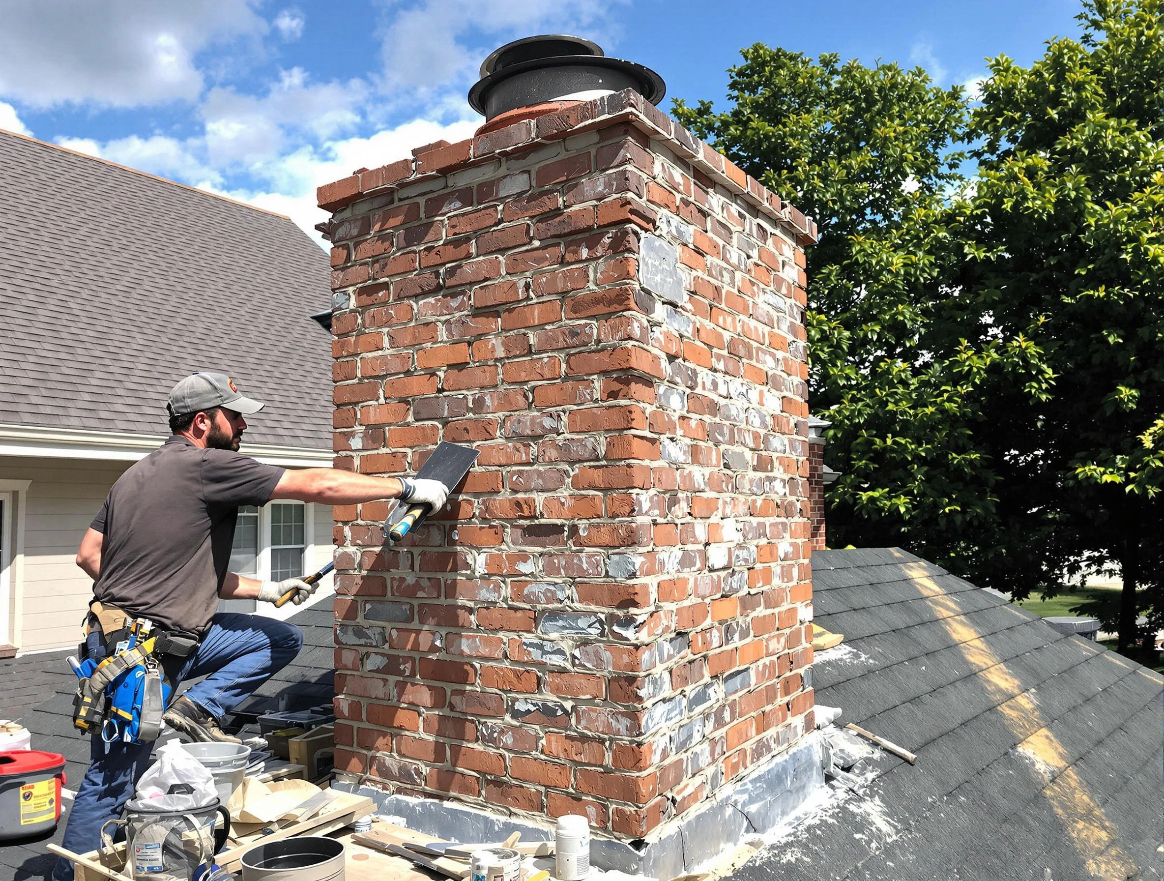 Completed chimney rebuild by Evergreen Chimney Sweep in Evergreen, CO